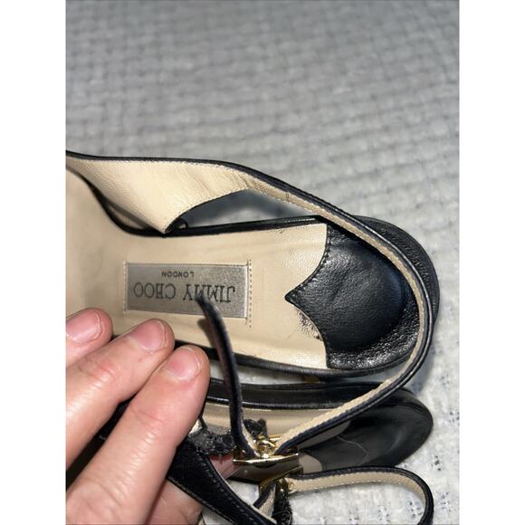 JIMMY CHOO Black Leather PUMPS SZ 37 EU 7 US - Picture 10 of 11